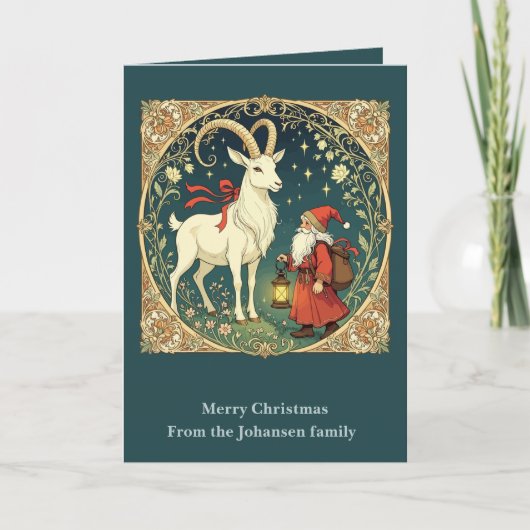 Yule Goat And Jultomten Scandinavian Christmas カード (正面)