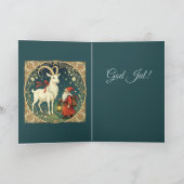 Yule Goat And Jultomten Scandinavian Christmas カード (内部)