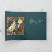 Yule Goat And Jultomten Scandinavian Winter  カード (内部)