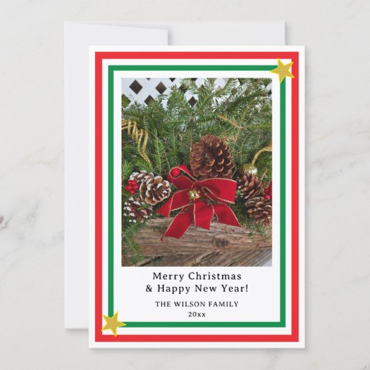 Yule Log Red Bow Candy Canes INSERT PHOTO  シーズンカード (正面)