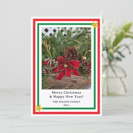 Yule Log Red Bow Candy Canes INSERT PHOTO  シーズンカード (スタンド正面)