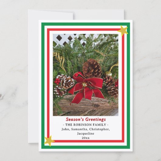 Yule Log Red Bow Green Red INSERT PHOTO  シーズンカード (正面)