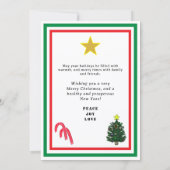 Yule Log Red Burlap Bow Green INSERT PHOTO  シーズンカード (裏面)