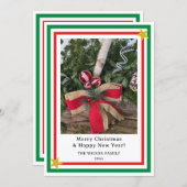 Yule Log Red Burlap Bow Green INSERT PHOTO  シーズンカード (正面/裏面)