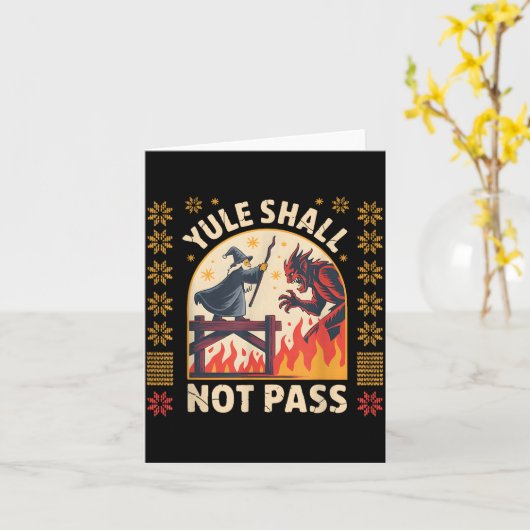 Yule Shall Not P Fantasy Krampus Holiday Pun Funny カード (黄色い花)