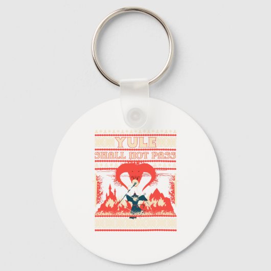 Yule Shall Not P Fantasy Wizard Holiday Pun Funny キーホルダー (正面)