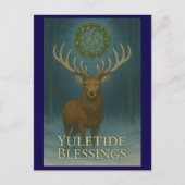 Yuletide Blessings Stag Holiday Postcard シーズンポストカード (正面)