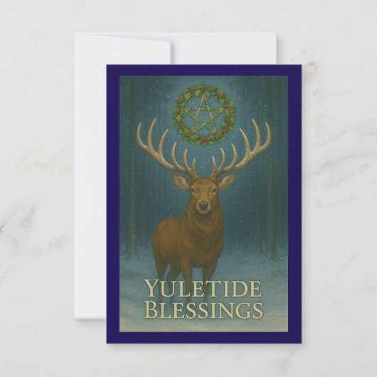 Yuletide Blessings Stag Invitation Card 出欠カード (正面)