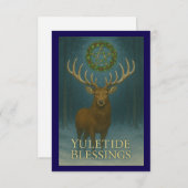 Yuletide Blessings Stag Invitation Card 出欠カード (正面/裏面)
