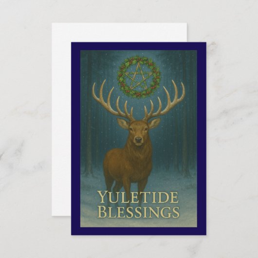 Yuletide Blessings Stag Invitation Card 出欠カード (正面/裏面)