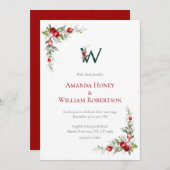 Yuletide Bliss：クリスマスカー結婚ド 招待状 (正面/裏面)