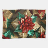 Yuletide Opulence：クリスマスの黄金の糸 キッチンタオル (横)