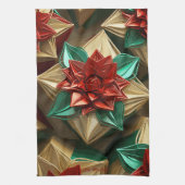 Yuletide Opulence：クリスマスの黄金の糸 キッチンタオル (縦)