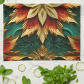 Yuletide Opulence：クリスマスの黄金の糸 キッチンタオル (折り畳み)