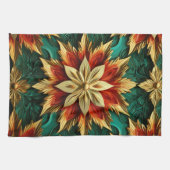 Yuletide Opulence：クリスマスの黄金の糸 キッチンタオル (横)