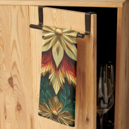 Yuletide Opulence：クリスマスの黄金の糸 キッチンタオル