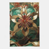 Yuletide Opulence：クリスマスの黄金の糸 キッチンタオル (縦)