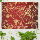 Yuletide Opulence：クリスマスの黄金の糸 キッチンタオル (折り畳み)