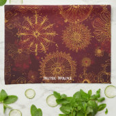 Yuletide Opulence：クリスマスの黄金の糸 キッチンタオル (折り畳み)
