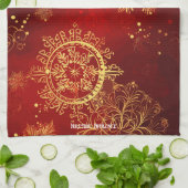 Yuletide Opulence：クリスマスの黄金の糸 キッチンタオル (折り畳み)