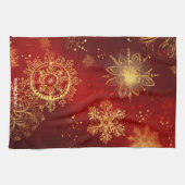 Yuletide Opulence：クリスマスの黄金の糸 キッチンタオル (横)