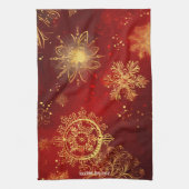 Yuletide Opulence：クリスマスの黄金の糸 キッチンタオル (縦)