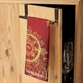 Yuletide Opulence：クリスマスの黄金の糸 キッチンタオル