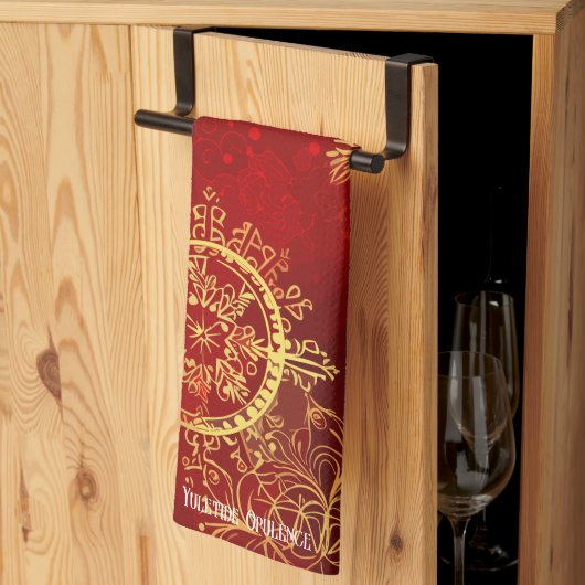 Yuletide Opulence：クリスマスの黄金の糸 キッチンタオル (三つ折り)