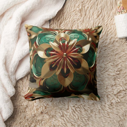 Yuletide Opulence：クリスマスの黄金の糸 クッション (ブランケット)