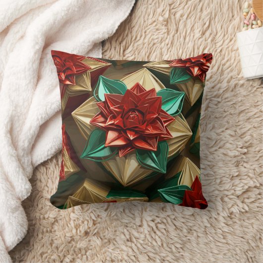 Yuletide Opulence：クリスマスの黄金の糸 クッション (ブランケット)