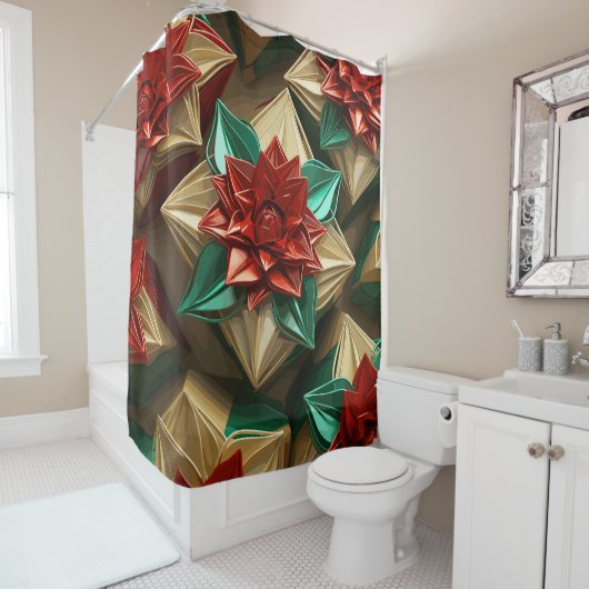 Yuletide Opulence：クリスマスの黄金の糸 シャワーカーテン (インサイチュ)