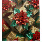 Yuletide Opulence：クリスマスの黄金の糸 シャワーカーテン (正面)