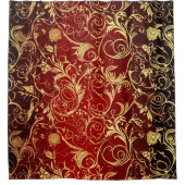 Yuletide Opulence：クリスマスの黄金の糸 シャワーカーテン (正面)