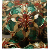 Yuletide Opulence：クリスマスの黄金の糸 シャワーカーテン (正面)