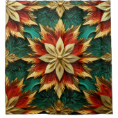 Yuletide Opulence：クリスマスの黄金の糸 シャワーカーテン (正面)