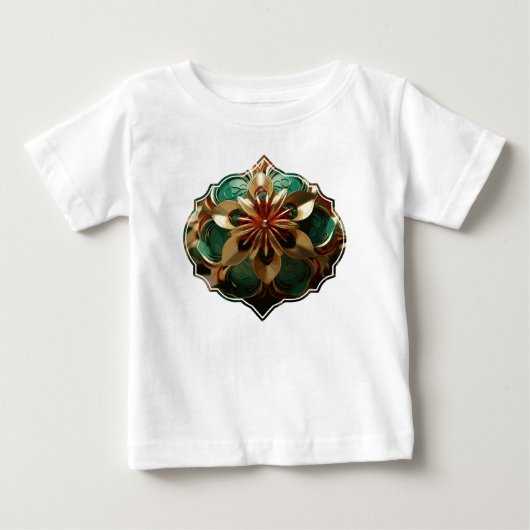 Yuletide Opulence:クリスマスの黄金の糸 ベビーTシャツ (正面)