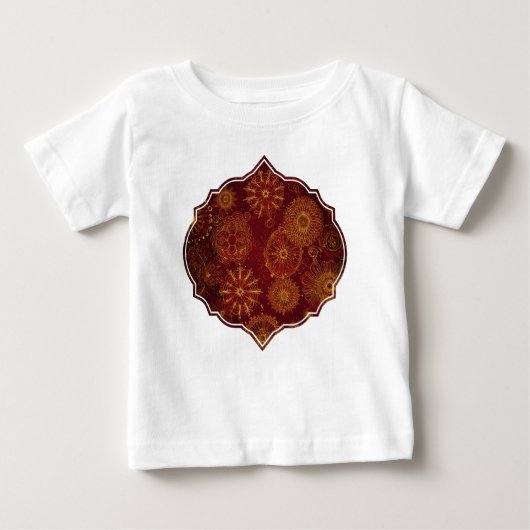 Yuletide Opulence:クリスマスの黄金の糸 ベビーTシャツ (正面)