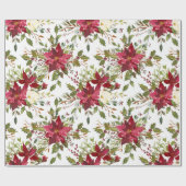 Yuletide | Poinsettia  berries christmas festive ラッピングペーパー (フラット)