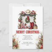 Yuletide Yeehaw greeting card with cowboy boots シーズンカード (正面)
