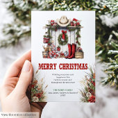 Yuletide Yeehaw greeting card with cowboy boots シーズンカード