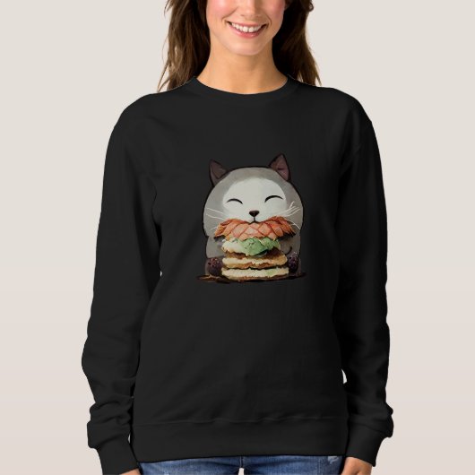 Yum Yum Cats Cat Hamburger Catburger Cat スウェットシャツ (正面)
