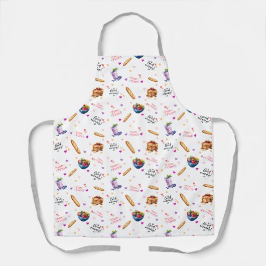 Yum Yum Morning Breakfast Pattern Apron エプロン (正面)