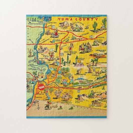 Yuma Arizona 11x14 Map Jigsaw Puzzle ジグソーパズル (縦)