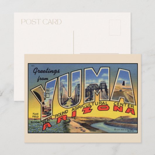 Yuma Large Letterヴィンテージ ポストカード (正面/裏面)
