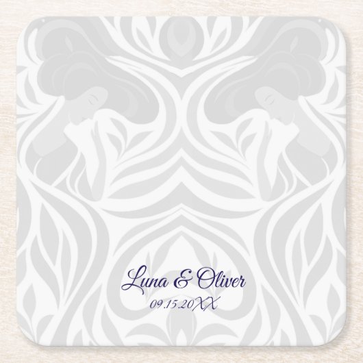 Yumeji Hirado Woman Art Coaster スクエアペーパーコースター (正面)