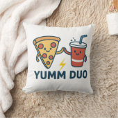 Yumm Duoピザとソーダかわいい漫画 クッション (ブランケット)
