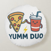Yumm Duoピザとソーダかわいい漫画 ラウンドクッション (裏面)