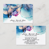 *~* Yummy抽象芸術ターコイズティール(緑がかった色)AP29金ゴールド金箔 名刺 (正面/裏面)