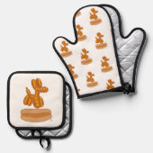 Yummy Balloon Hot Dog Funny Cartoon 鍋つかみ&鍋敷きセット (正面/裏面)