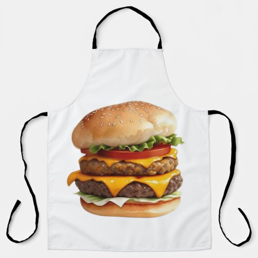 Yummy Cheeseburgerの水色スケッチ エプロン (正面)